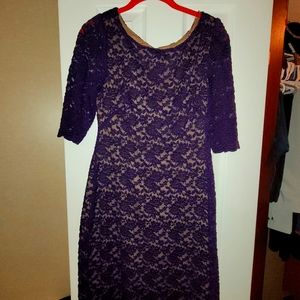 Roz & Ali purple lace dress, size 8